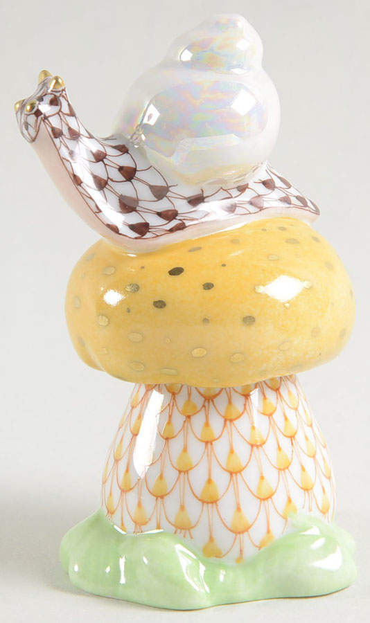 Bugs & Friends Snail On Mushroom-Butterscotch - No Box by Herend-1