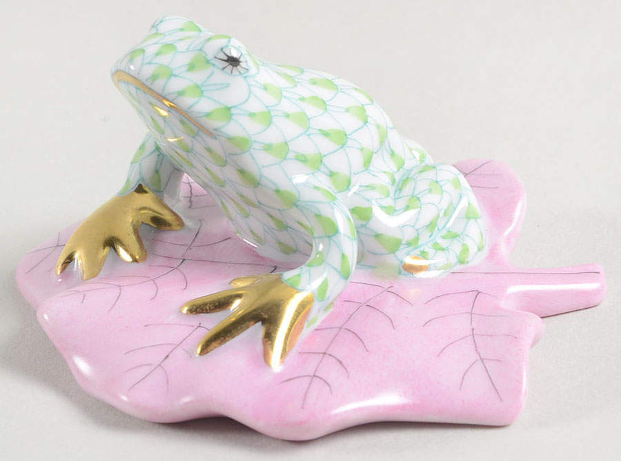 Frogs Frog On Lily Pad-Key Lime - No Box by Herend-1