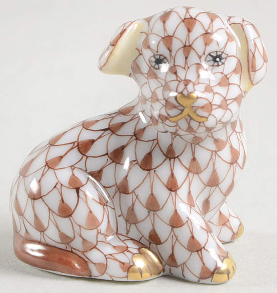 Dogs Miniature Puppy-Chocolate - No Box by Herend-1