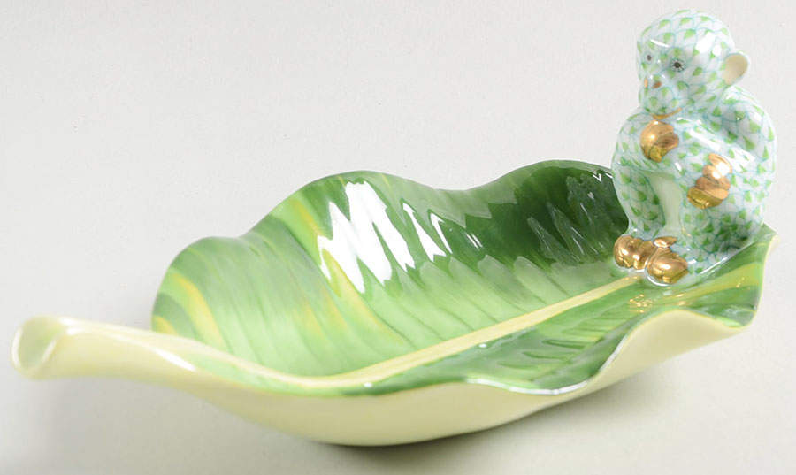 Monkeys Monkey On Banana Leaf-Key Lime - No Box by Herend-1