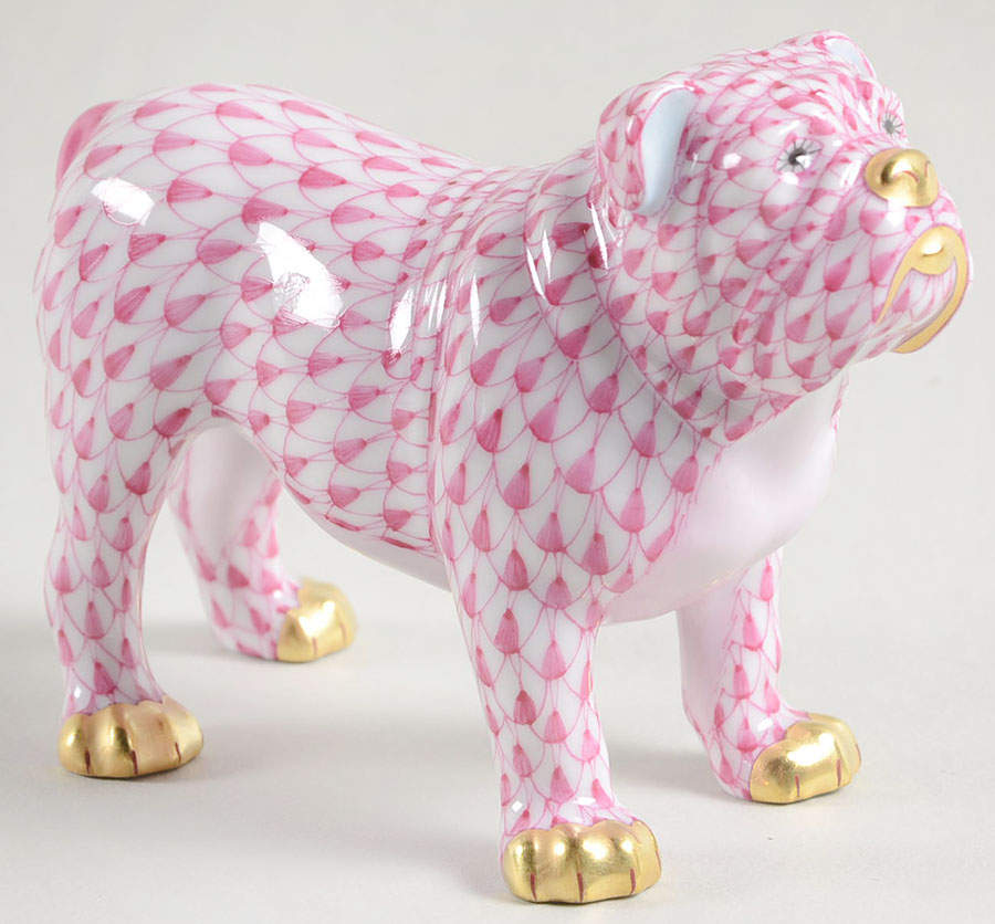 Dogs Bulldog-Raspberry - No Box by Herend-1
