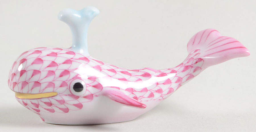 Sea Marine Animals Baby Whale W/Spout-Raspberry - No Box by Herend-1