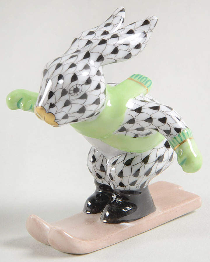 Rabbits-Bunnies (Sports) Ski Bunny-Black - No Box by Herend-1