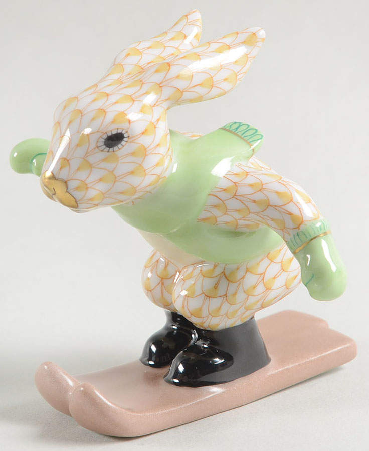 Rabbits-Bunnies (Sports) Ski Bunny-Butterscotch - No Box by Herend-1