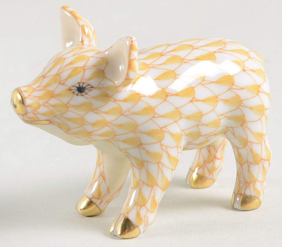 Pigs Little Pig Standing-Butterscotch - No Box by Herend-1