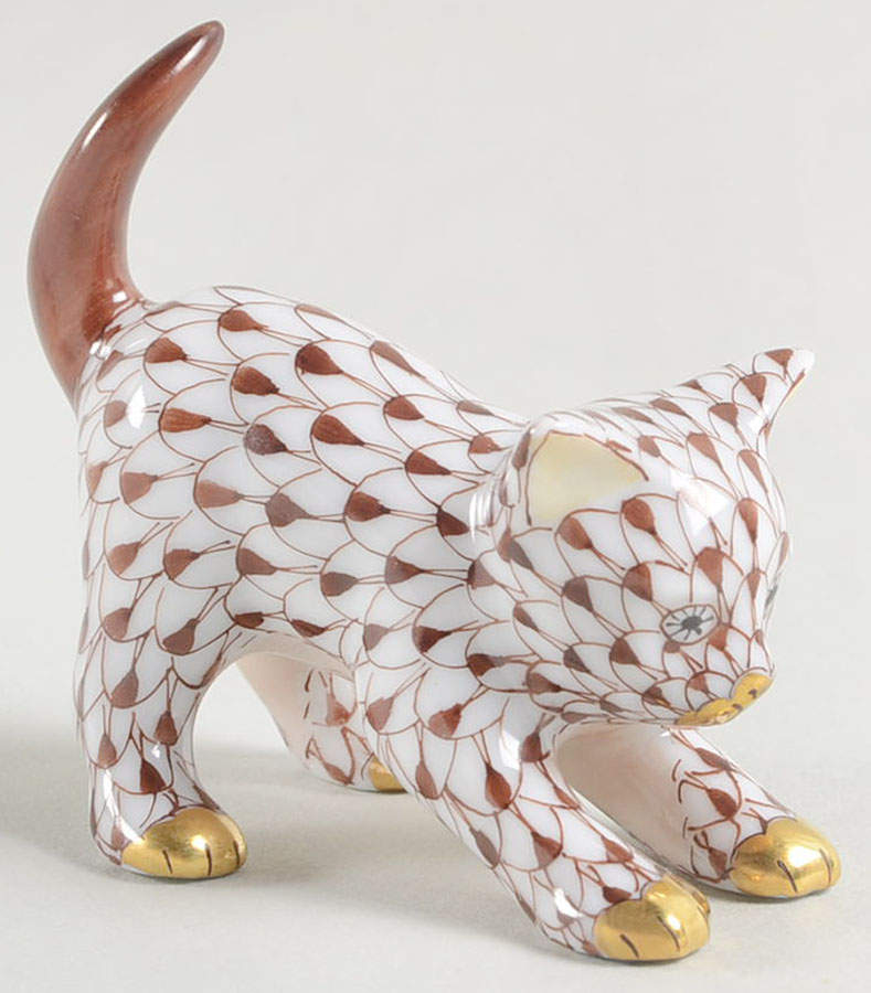 Cats Stretching Kitty-Chocolate - No Box by Herend-1