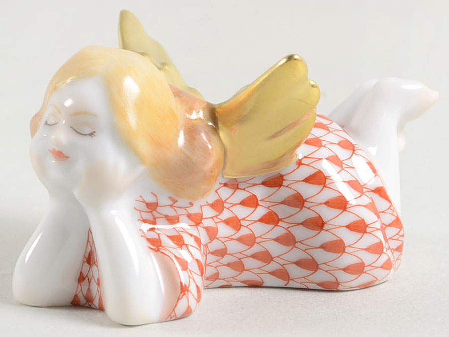 Religious Tranquility Lying Angel-Rust - No Box by Herend-1