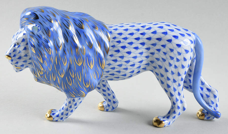 Wild Cats Standing Lion-Sapphire - No Box by Herend-1