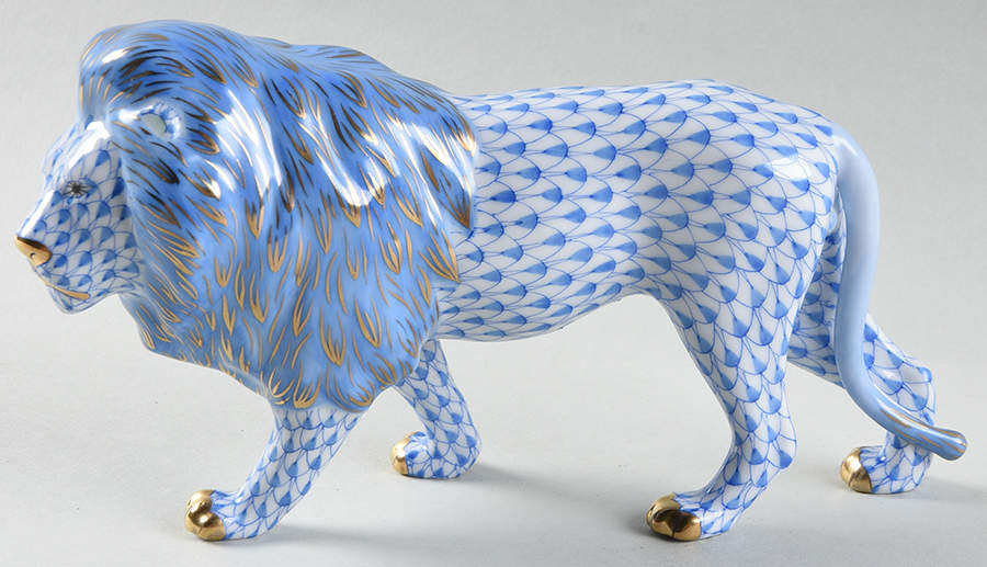 Wild Cats Standing Lion-Blue - No Box by Herend-1