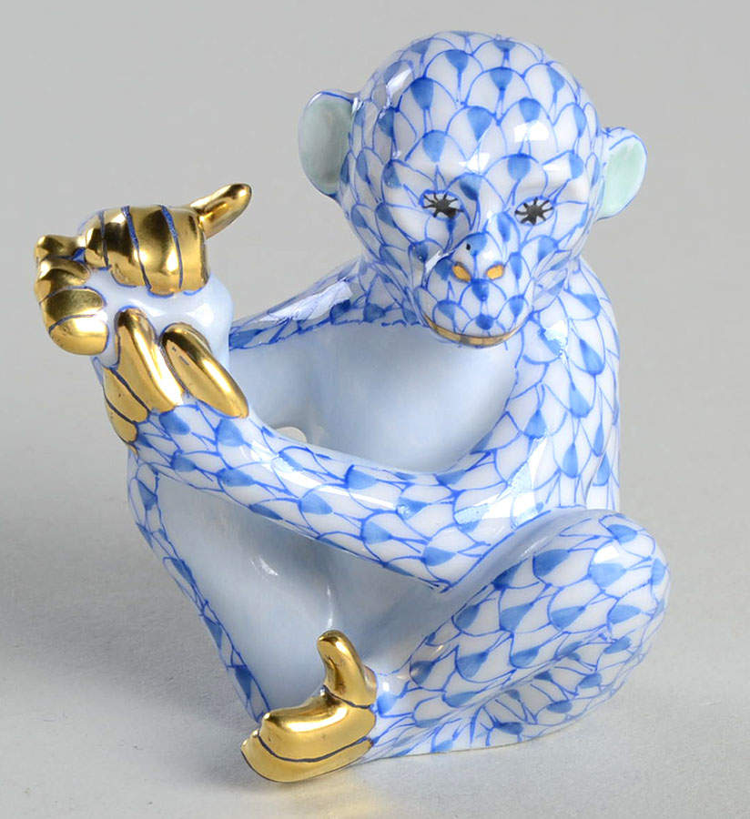 Monkeys Baby Chimpanzee-Blue - No Box by Herend-1