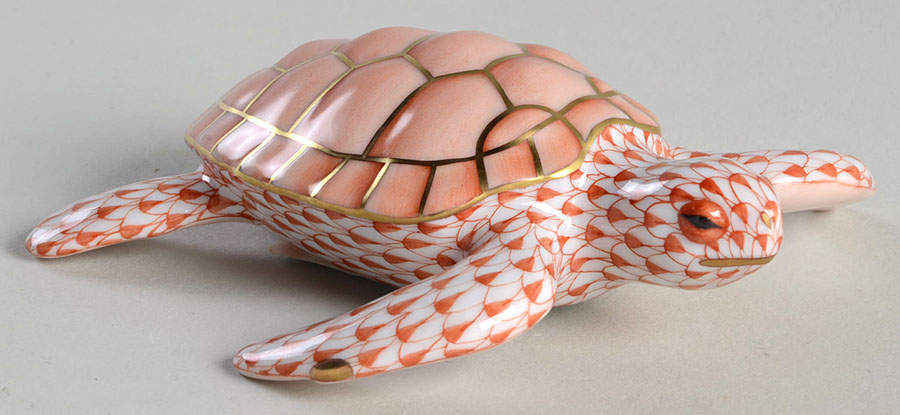 Turtles Loggerhead Turtle-Rust - No Box by Herend-1