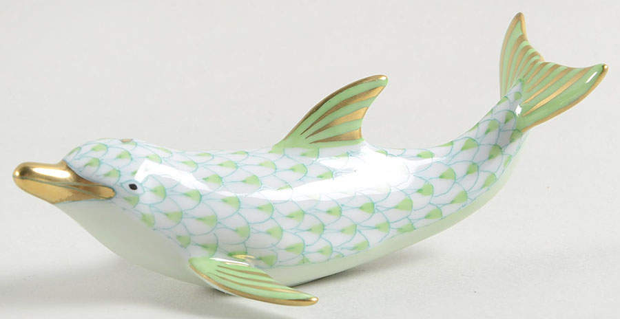 Dolphins Playful Dolphin-Key Lime - No Box by Herend-1
