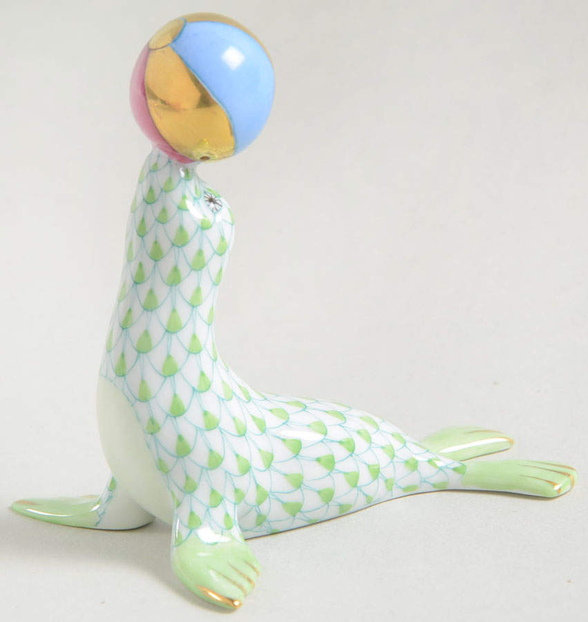 Sea Marine Animals Sea Lion With Ball-Key Lime - No Box by Herend-1