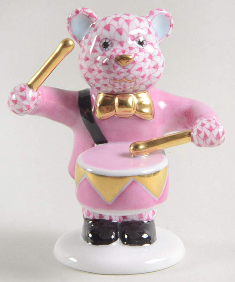 Childrens's Gifts & Toys Little Drummer Bear-Raspberry - No Box by Herend-1