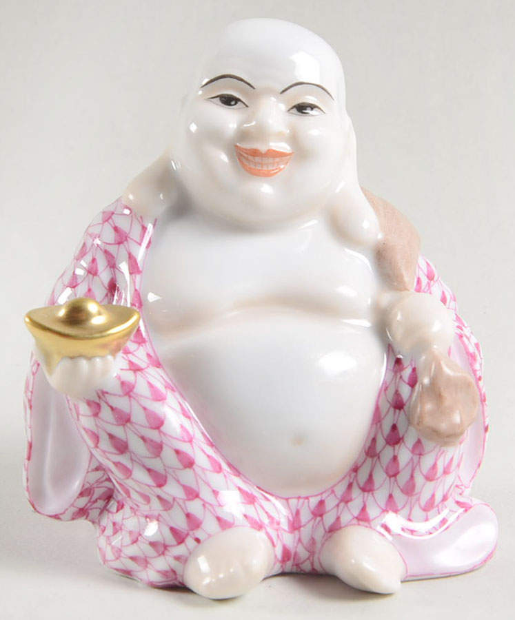 Asian Small Laughing Buddha-Raspberry - No Box by Herend-1