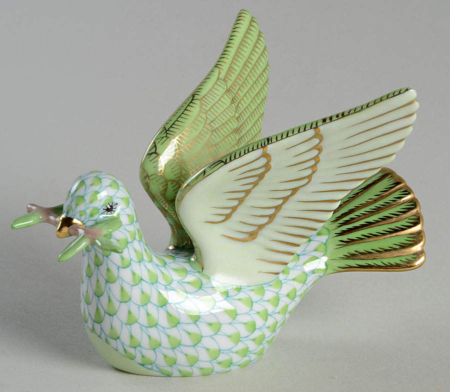 Birds Peace Dove With Branch-Key Lime - No Box by Herend-1