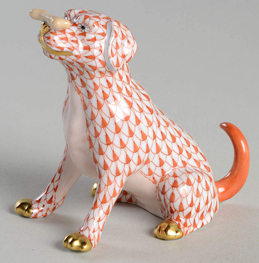 Dogs Max With Bone-Rust - No Box by Herend-1
