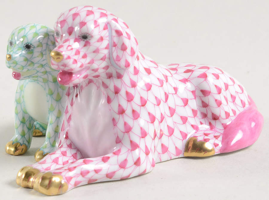 Dogs Mommy & Me-Key Lime/Raspberry - No Box by Herend-1