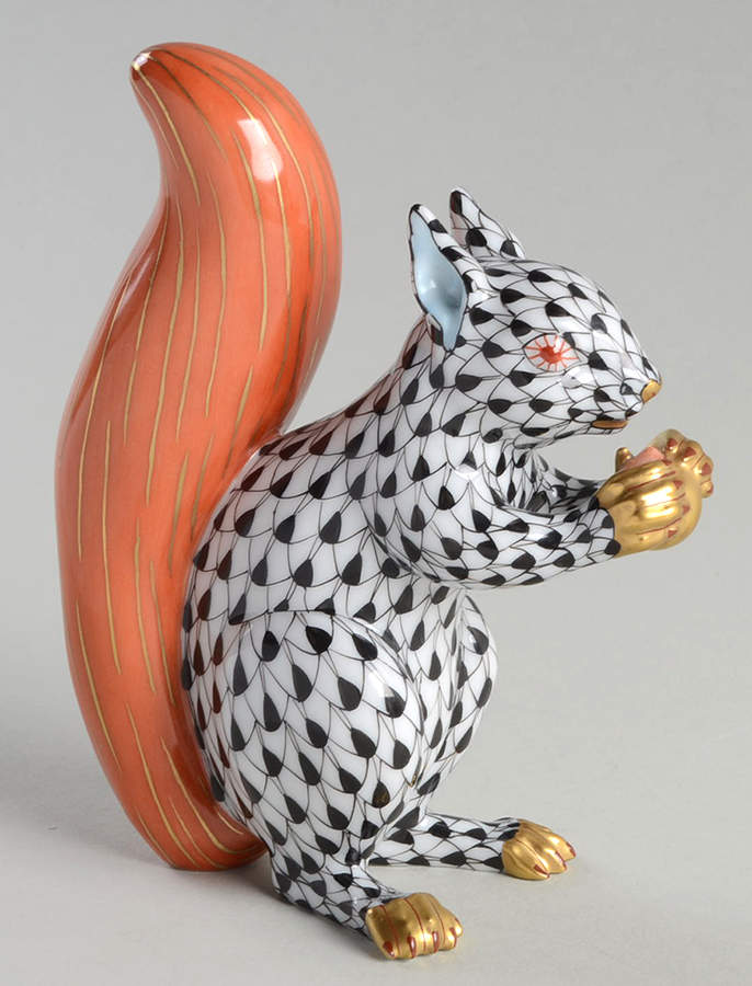 Rodents Squirrel-Black/Rust Tail - No Box by Herend-1