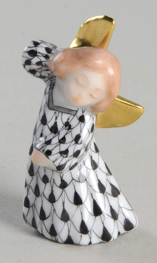 Herend Ornaments-Bells Sleeping Angel-Black - No Box by Herend-1