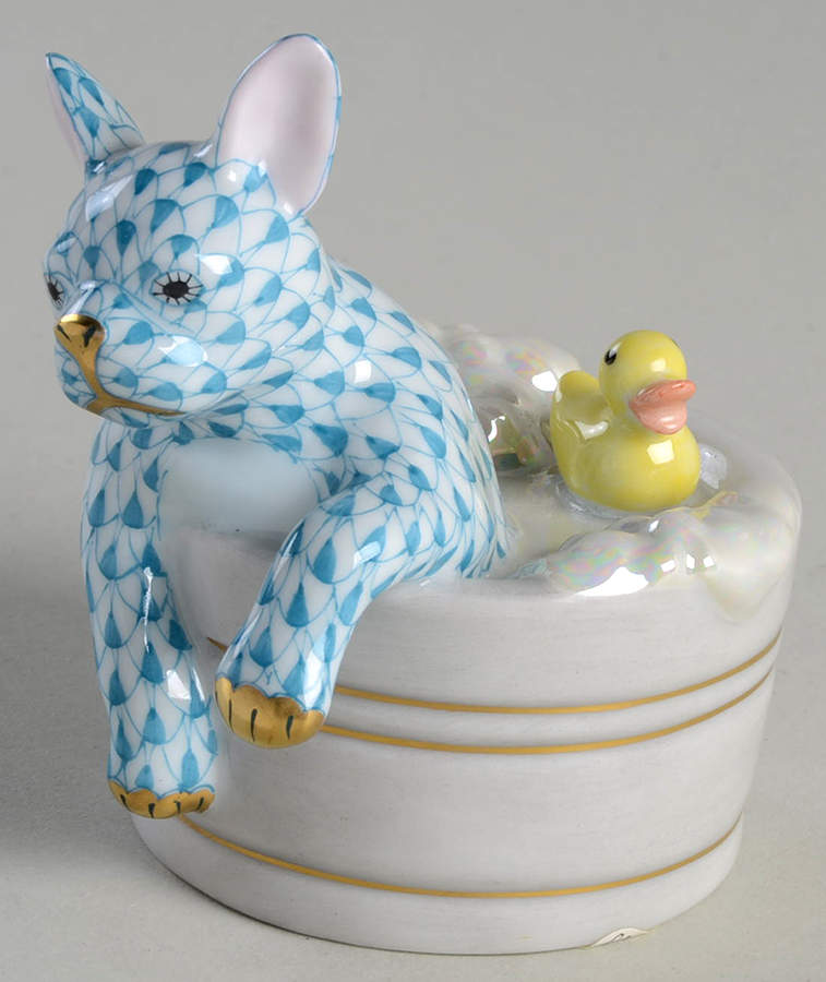 Dogs Squeaky Clean-Turquoise - No Box by Herend-1