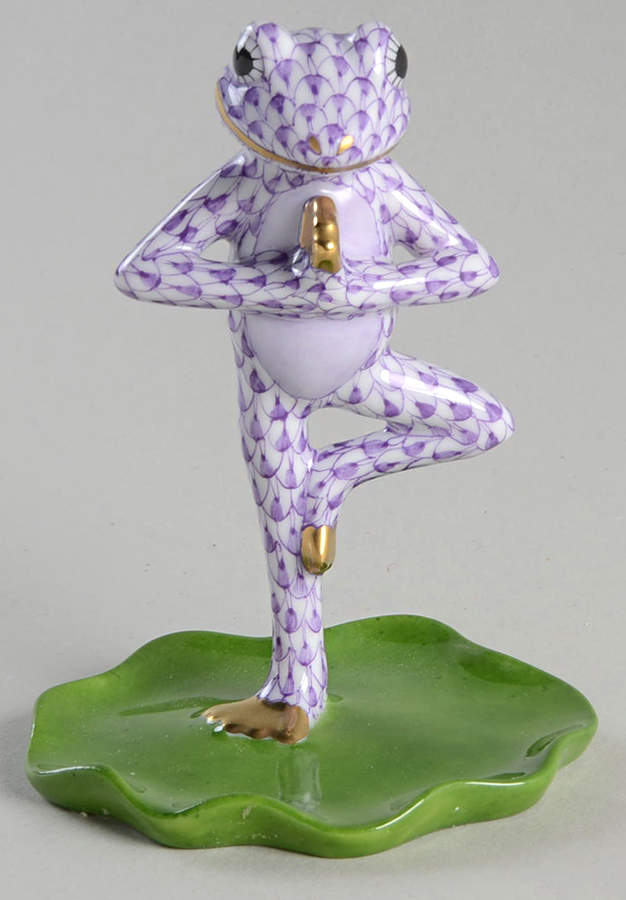 Frogs Yoga Frog In Tree Pose-Lilac - No Box by Herend-1