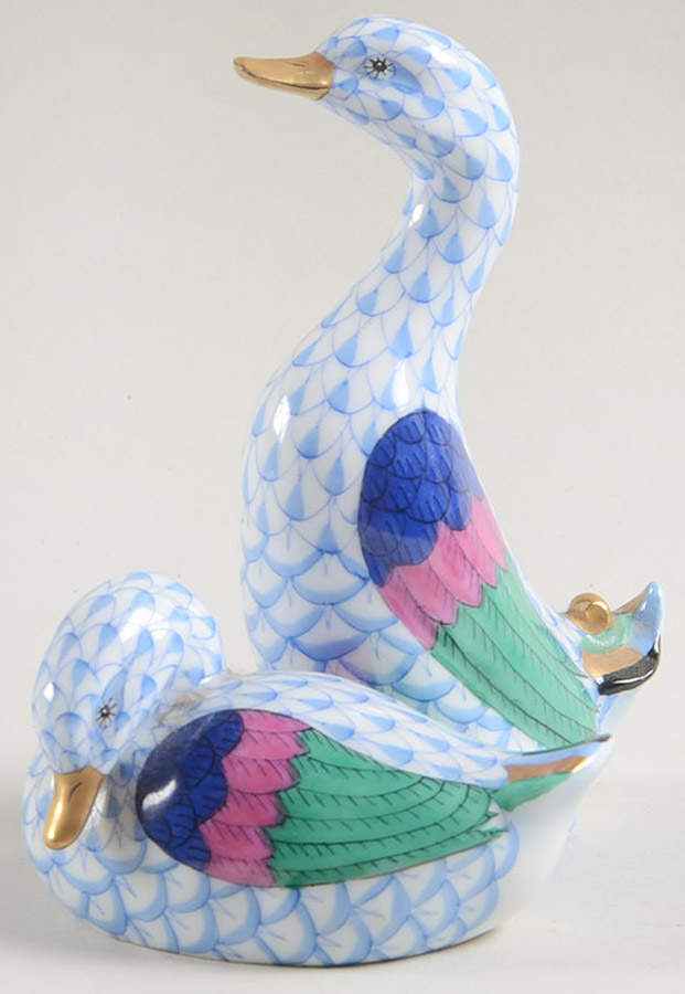Ducks Pair Of Ducks-Blue - No Box by Herend-1
