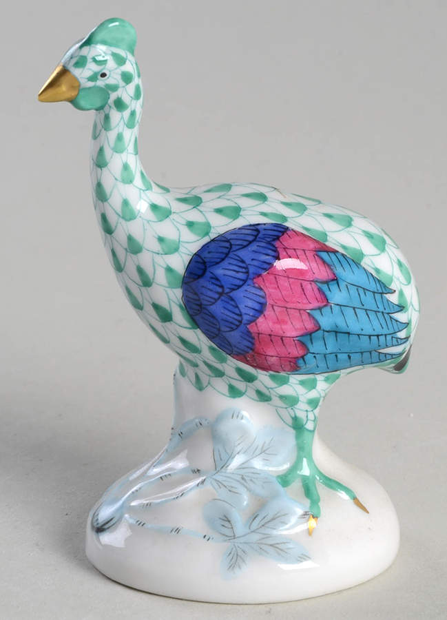 Game Birds Miniature Guinea Hen-Green - No Box by Herend-1