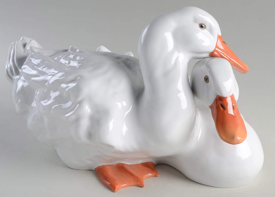 Ducks Pair Of Ducks-Natural White - No Box by Herend-1