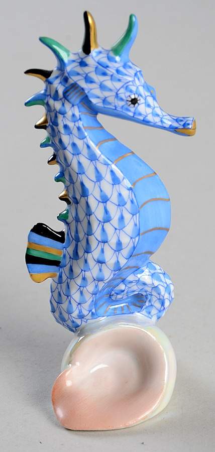 Sea Marine Animals Seahorse-Blue - No Box by Herend-1