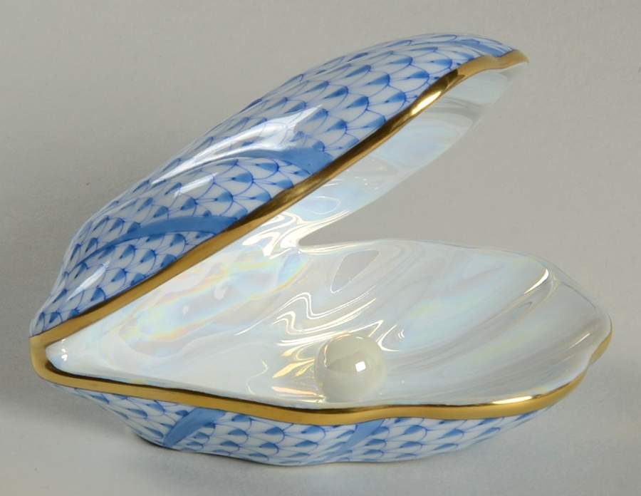 Shells Oyster With Pearl-Blue - No Box by Herend-1