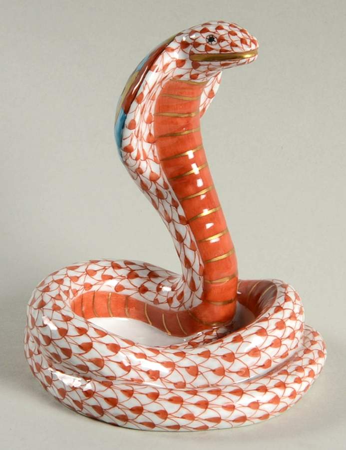 Reptiles-Snakes Cobra-Rust - No Box by Herend-1