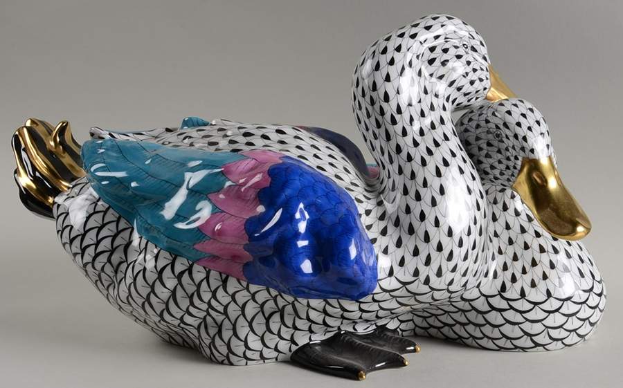 Ducks Pair Of Ducks-Black - No Box by Herend-1