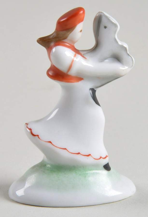 Traditional Hungarian People Woman With Rocking Horse-Miniature - No Box by Herend-1