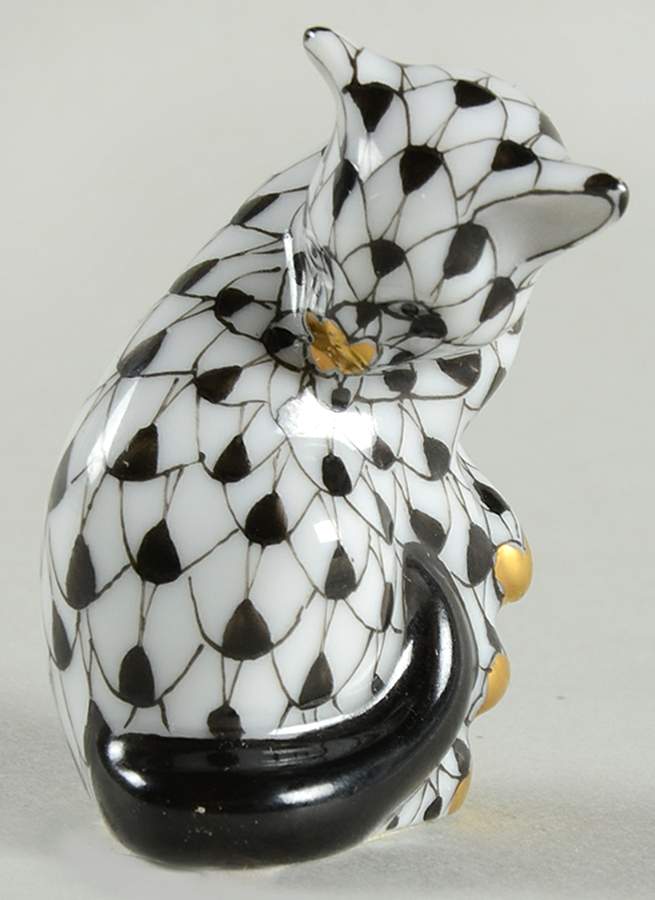 Cats Miniature Cat-Black - No Box by Herend-1