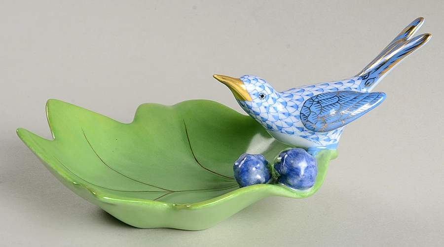 Birds Hummingbird On A Leaf-Blue - No Box by Herend-1