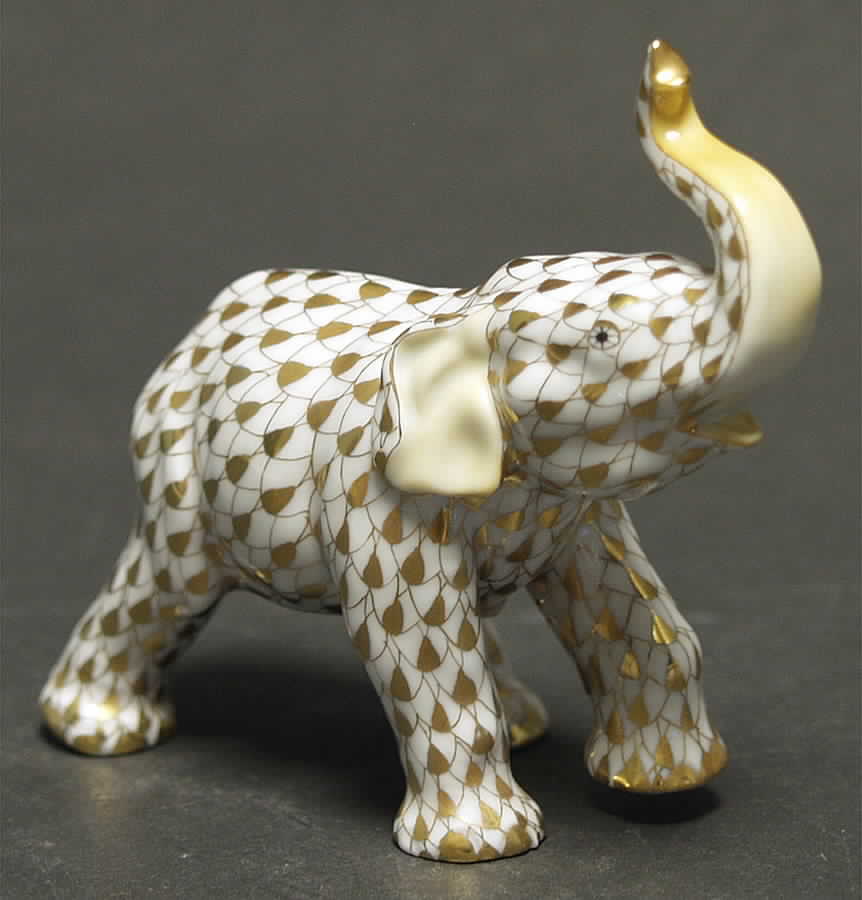 Collector's Guild Figurines Baby Asian Elephant-2001 Gold - No Box by Herend-1