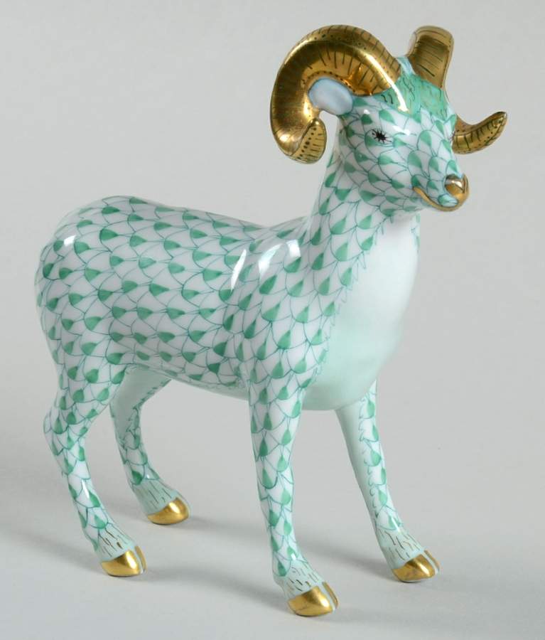 Rams Ram Standing-Green - No Box by Herend-1