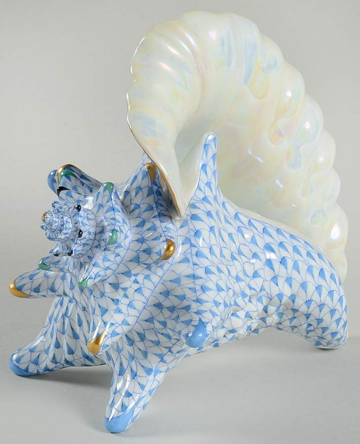 Shells Large Conch Shell-Blue - No Box by Herend-1