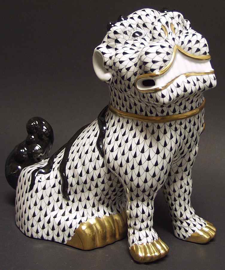 Asian Foo Dog-Black/Looking Right - No Box by Herend-1