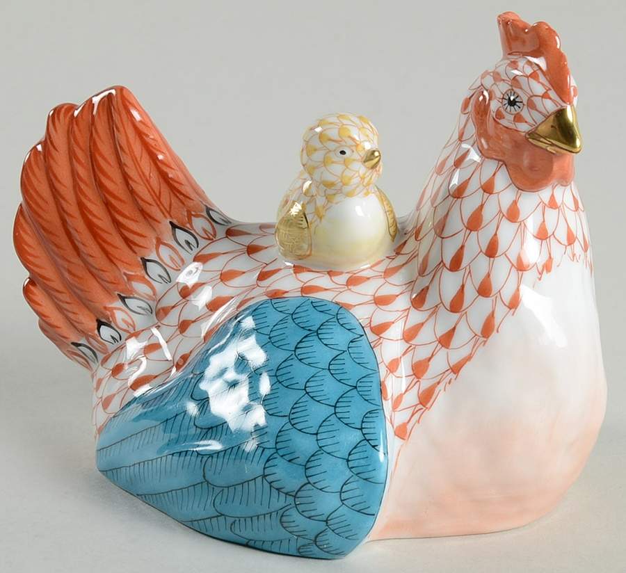 Hen & Chicks Hen And Chicks-Rust/Butterscotch - No Box by Herend-1