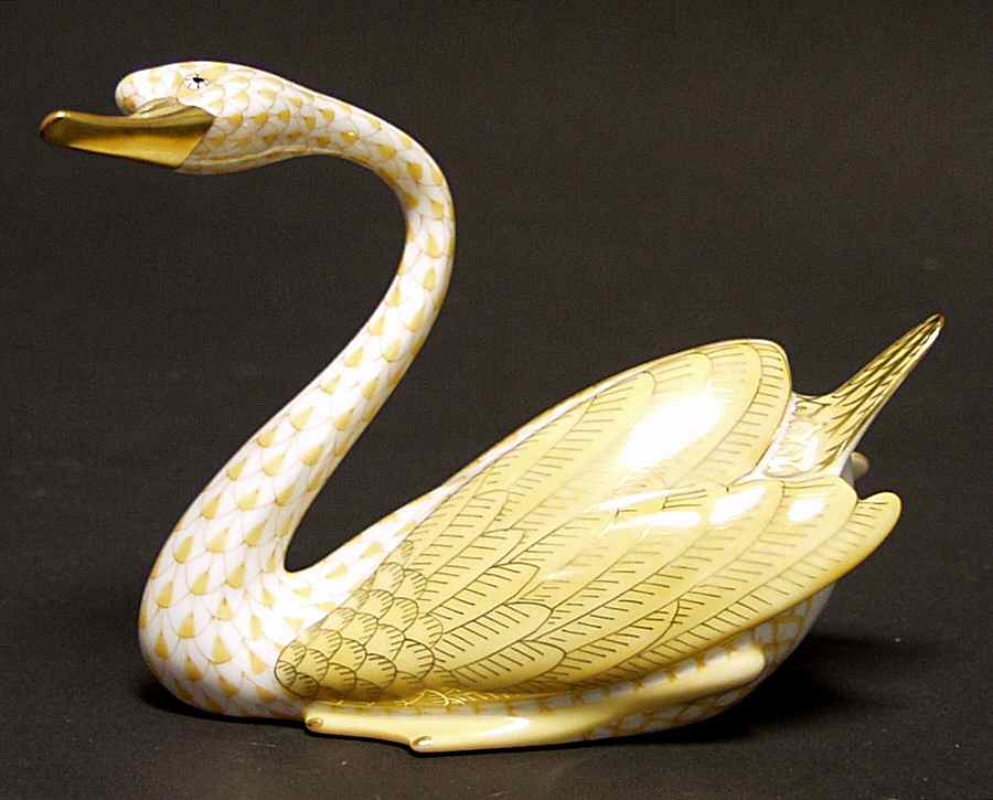 Waterfowl Swan-Butterscotch - No Box by Herend-1