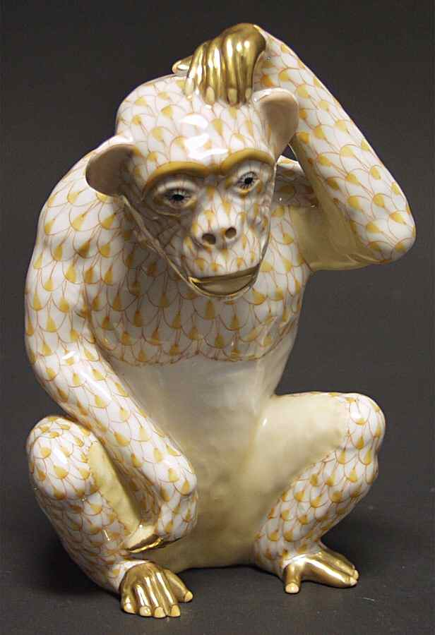 Monkeys Scratching Chimpanzee-Butterscotch - No Box by Herend-1