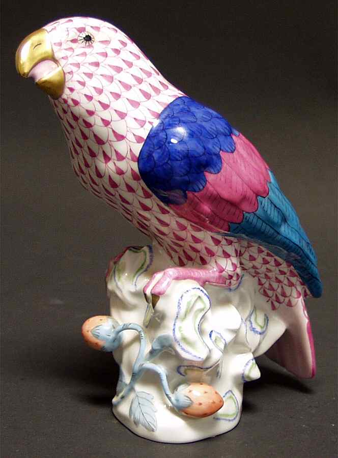 Birds Parrot-Sitting/Raspberry - No Box by Herend-1