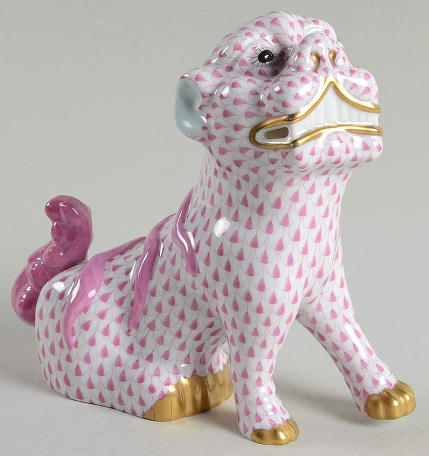 Asian Foo Dog-Raspberry/Looking Right - No Box by Herend-1