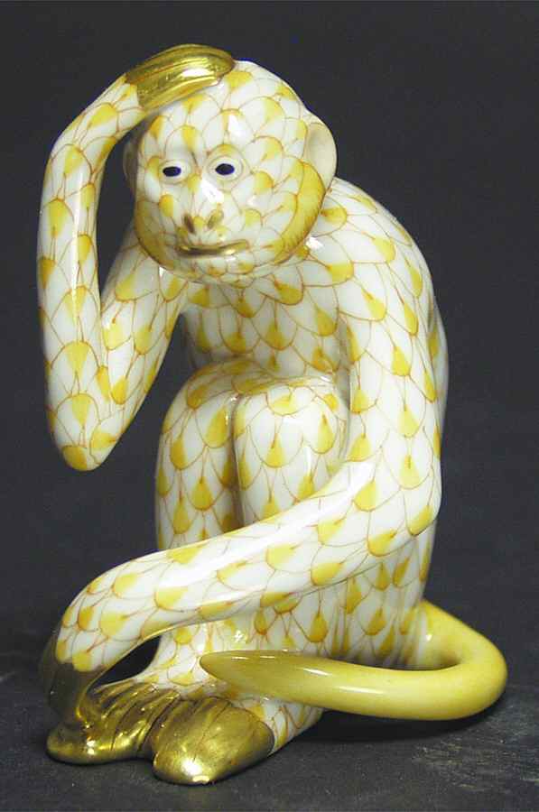 Monkeys Scratching Monkey-Butterscotch - No Box by Herend-1
