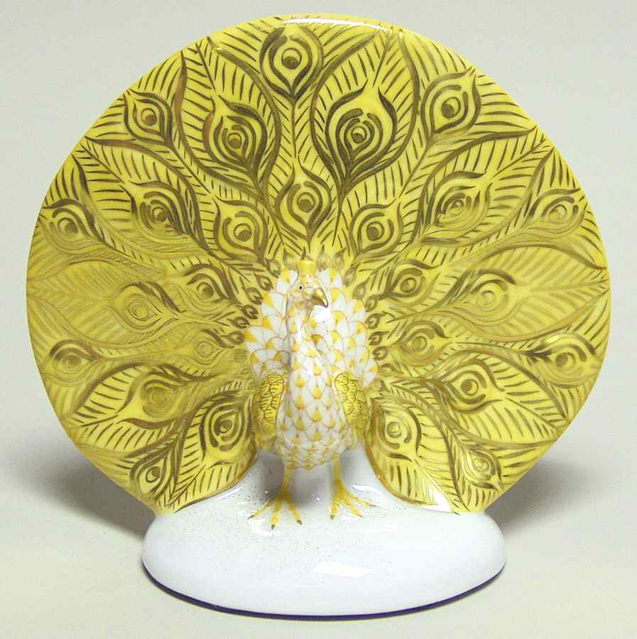 Birds Peacock-Butterscotch - No Box by Herend-1