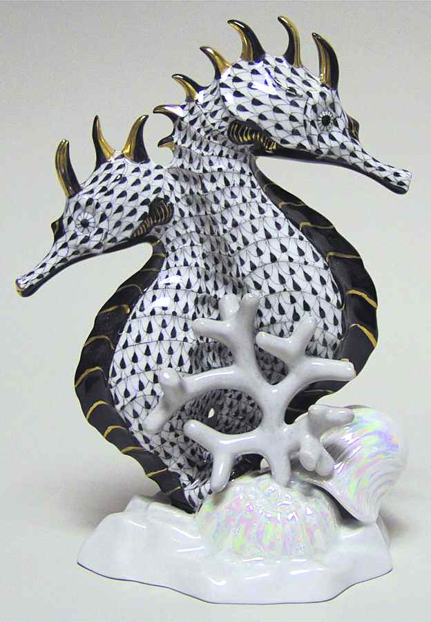Sea Marine Animals Seahorses-Black - No Box by Herend-1