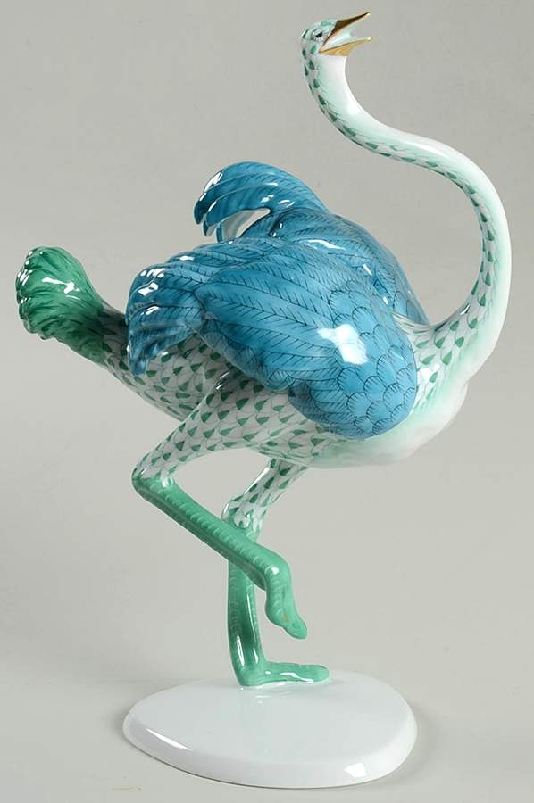 Wild Animals Ostrich Running-Green - No Box by Herend-1