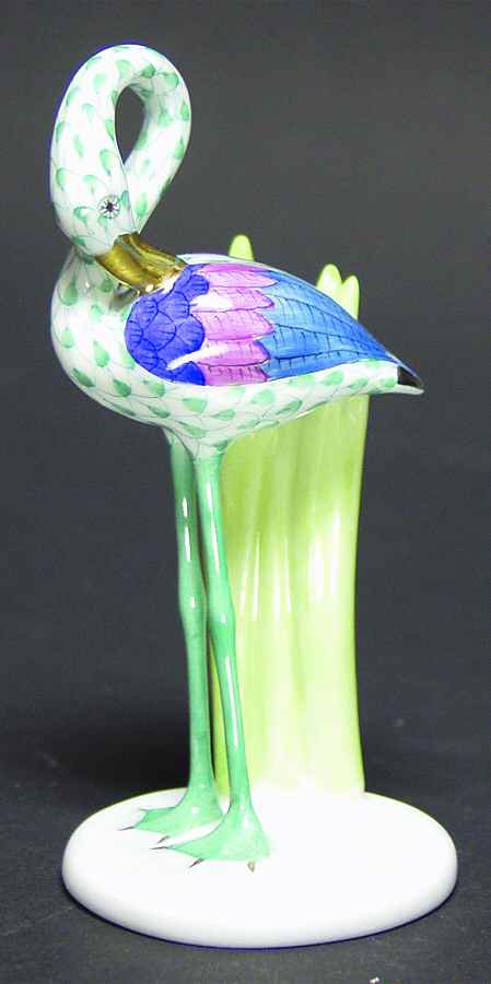 Waterfowl Little Flamingo-Green - No Box by Herend-1
